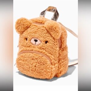 NWOT CLAIRE’S CLUB Furry Mini Teddy Bear Backpack with Adjustable Straps